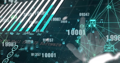 Image of data processing over black background