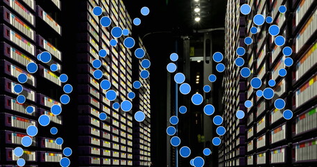 Image of medical data processing over server room