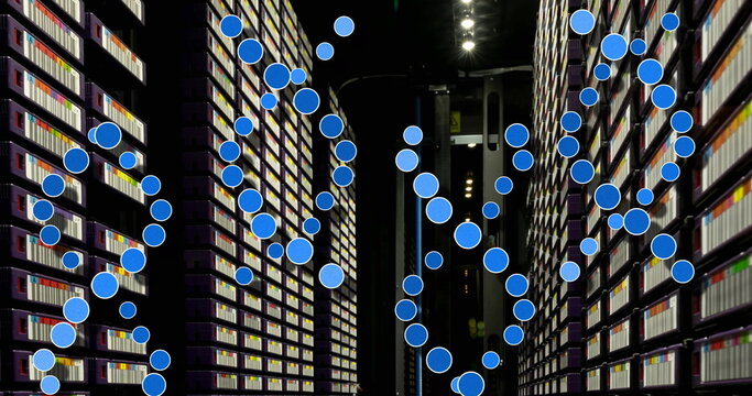 Image of medical data processing over server room