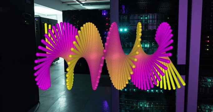 Image of medical data processing over server room