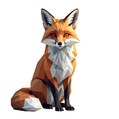 Fototapeta premium Low Poly Fox, Isolated Transparent Background