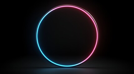 Fototapeta premium Neon circle frame on dark background (3)