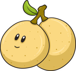 A whimsical cartoon fruit character features smiling eyes, vibrant colors, and a playful expression for creative applications.