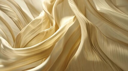 Soft, flowing fabric in warm beige tones creates elegant and serene atmosphere, showcasing delicate textures and gentle movement that evoke tranquility and sophistication. - Powered by Adobe
