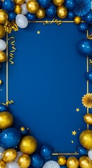 Elegant Blue and Gold Balloon Frame for Celebration
