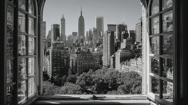 Fototapeta A black-and-white photograph of the New York City