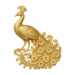 Fototapeta premium PNG Elegant golden peacock silhouette