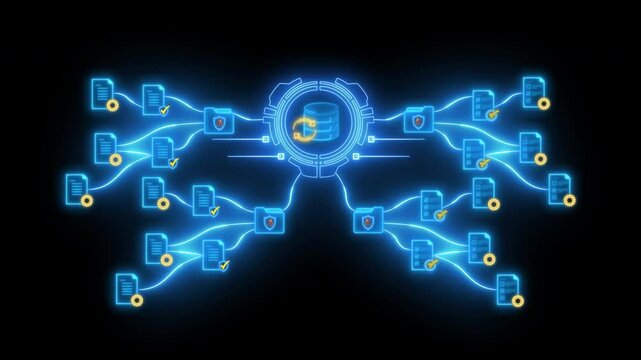 Data Management concept, practice of collecting, organizing, managing, and accessing data to support productivity, efficiency, and decision-making. Data Management icon on transparent background.