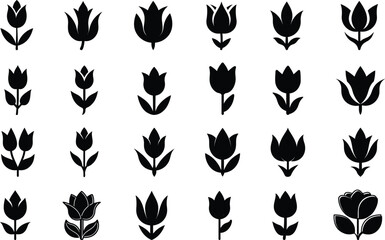 Perfect tulip flowers set for designs, patterns, logos, and floral themed.