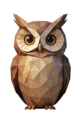 Obraz premium Polygonal Brown Owl, Isolated Transparent Background