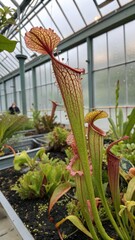 Dew Covered Carnivorous Nepenthes Pitchers in Sunlight Ultra Detailed Close up