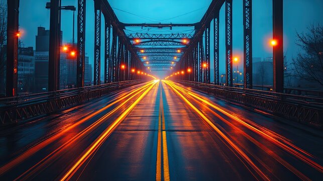 A robust steel bridge enduring heavy traffic, symbolizing the long-term reliability of infrastructure.