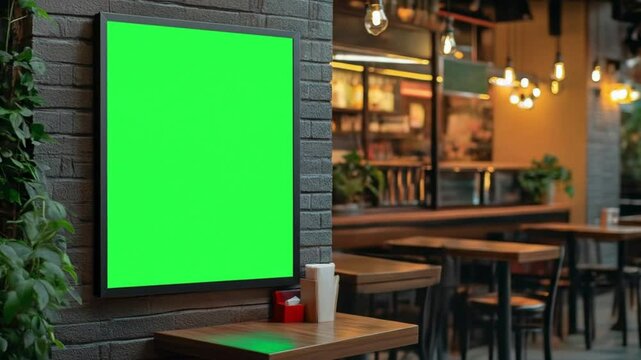 Restaurants green screen poster display for ads