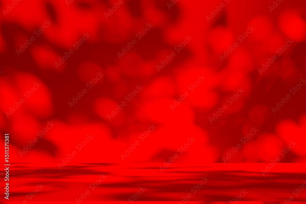 Poster Wall interior background, studio and backdrops show products.with shadow from window color Red background for text insertion and presentation product	
