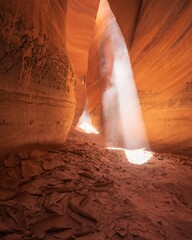 Beautiful light in a slot canyon in Utah, USA