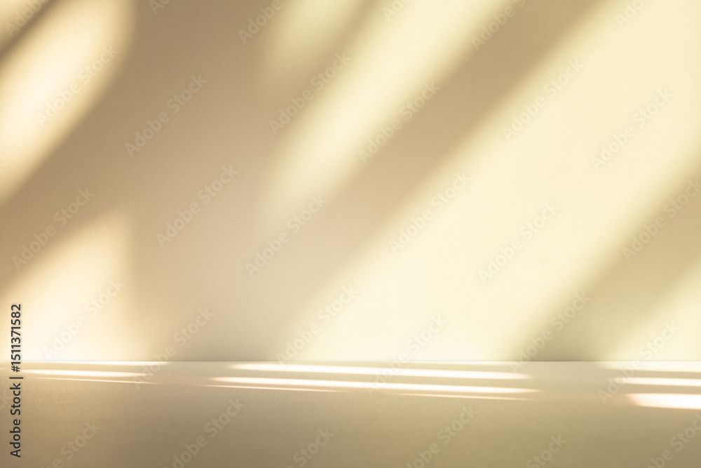 Aufkleber wall interior background, studio and backdrops show products. with leaf shadow from window color bei