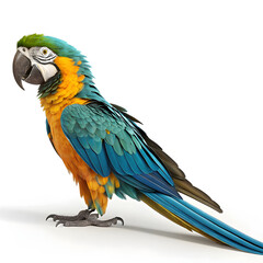 Obraz premium A 3D rendered full body macaw with exaggerated bright feathers.
