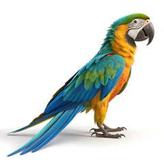 Fototapeta premium A 3D rendered full body macaw with exaggerated bright feathers.