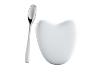 Dental Health: Tooth and Spoon Visual Representation of Oral Care isolated on transparent background png