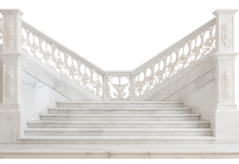 Fototapeta premium Elegant Marble Staircase isolated on transparent background png