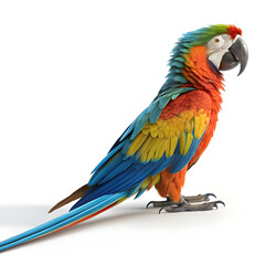 Fototapeta premium A 3D rendered full body macaw with exaggerated bright feathers.