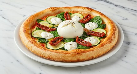 Burrata Pizza with Zucchini and Spinach