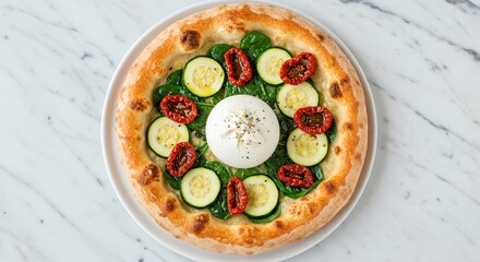 Burrata Pizza with Tomato and Zucchini
