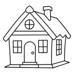 House Outline or line art drawing for children activity with black and white image