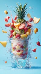 Refreshing Fruit Splash A Vibrant Blend of Pineapple, Strawberries, and More