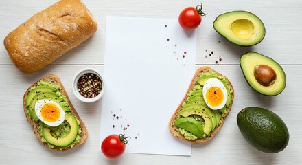 Avocado Toast with Egg Recipe on White Paper