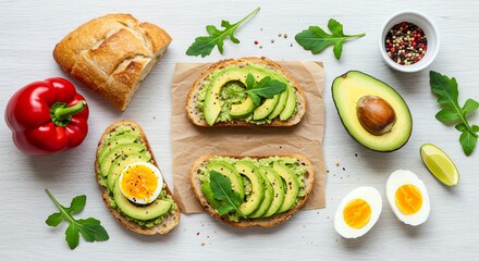 Avocado Toast with Egg and Vegetables