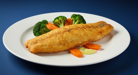 Fried Fish Fillet with Broccoli and Carrot