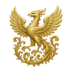 Fototapeta premium PNG Golden phoenix emblem design.