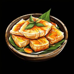 the AI Image Generator, Delicious Bowl of Noodles With Crispy Tofu and Fresh Herbs