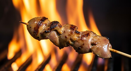 Grilled Liver Skewer on Fire