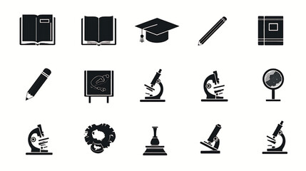 Fototapeta premium Science education study tools and equipment vector set for learning and knowledge development design