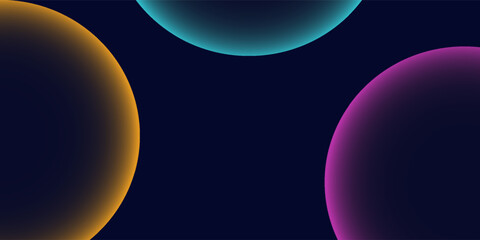 Abstract Glowing Spheres on Dark Background with Copy Space