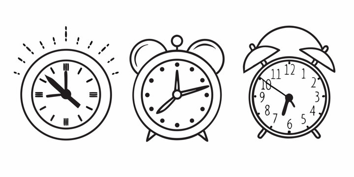 Set of Clock Icons – Time, Watch, and Timer Symbol Collection

