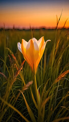 Sunset flower meadow golden hour bloom