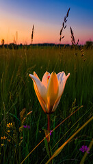 Sunset meadow wildflower golden hour bloom