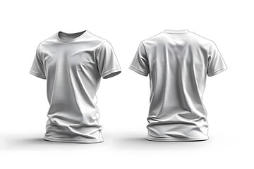 White t shirt mockup front and back view on blank background

