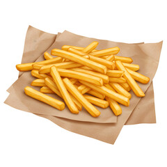 Crispy Golden French Fries: A Delicious Close-Up on transparent background