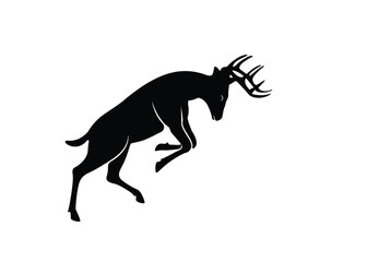 Deer Silhouette, Deer Logo, Isolated On Background, Vector Illustration