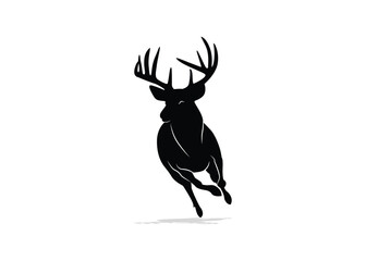 Deer Silhouette, Deer Logo, Isolated On Background, Vector Illustration