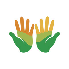 Obraz premium Colorful Layered Hands Representing Nature and Balance