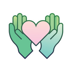 Obraz premium Hands Holding a Pink Heart Symbol of Love and Care