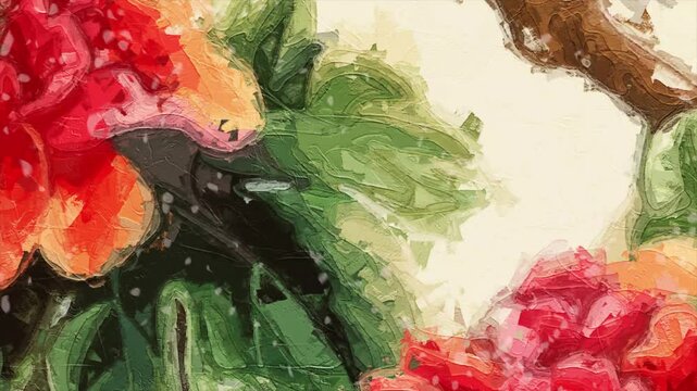 Various oil paintings, flowers, roses, peonies, cats, dogs, birds, butterflies, landscapes, chrysanthemums, geese, and geese