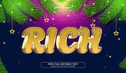 Word Rich in gold letters with stars, perfect for luxury branding, awards, and chievements.