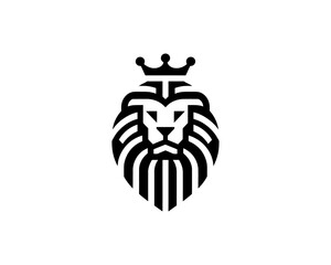 King lion head illustration in minimal style