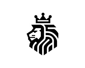King lion head logo in modern vector style